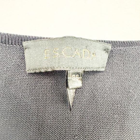 Escada Black Embellished Sequin Design 3/4 Sleeve Top Rayon/Cotton Size 38 MINT - Picture 4 of 7